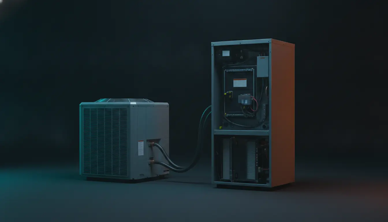 An outdoor heat pump and an indoor air handler connected by an insulated line set